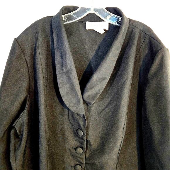 Allison Woods Women's Blazer 28W 28 W Black Plus Size 4X Coat Button Down Jacket - Picture 2 of 8